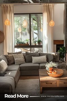 Use Earthy Tones in Your Color Scheme Earthy Living Room Cozy, Earth Toned Living Room Ideas, Earth Tone Living Room, Neutral Couch, Cozy Living Room Ideas, Earthy Living Room, Grey Couch, Natural Wood Furniture