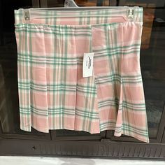 Never Worn W/ Tag Still On, Elastic Waist Band Pink Skirt, Green And Pink, Waist Band, Pink And Green, Elastic Waist, Womens Skirt, Plaid, Elastic, Skirt