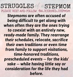 a poem written in black and white with the words struggles of a stepmom