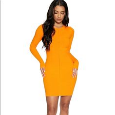 New Without Tags Naked Wardrobe Ribbed Mini Dress Size Xs Ribbed Club Dresses, Stretch Orange Mini Bodycon Dress, Orange Stretch Mini Bodycon Dress, Orange Mini Bodycon Dress For Club, Orange Stretch Bodycon Dress With Long Sleeves, Orange Long Sleeve Stretch Bodycon Dress, Brown Midi Dress, Maxi Bodycon Dress, Bodycon Cocktail Dress