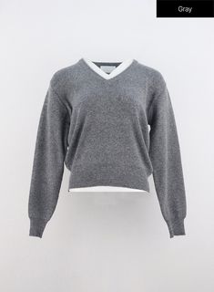 v-neck-sweater-io320 / Gray Oversized Gray Sweater Solid Color, Gray Knitted V-neck Sweater, Oversized Long Sleeve Gray V-neck Sweater, Casual Gray Soft Knit V-neck Sweater, Gray Knit Long Sleeve V-neck Sweater, Dark Blue Grey, Faux Leather Jackets, Solid Black, Flare Pants