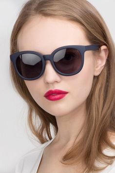 Matte Navy horn sunglasses available in variety of colors to match any outfit. These stylish full-rim, large sized plastic sunglasses include free single-vision prescription lenses, a case and a cleaning cloth. Prescription Colored Contacts, Cosplay Contacts, Plastic Sunglasses, Colored Contacts, Sunglasses For Women, Prescription Sunglasses, Navy Women, Prescription Glasses, Sunglass Frames