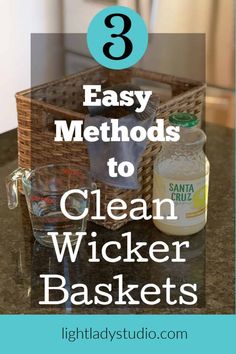 a basket filled with cleaning products on top of a counter next to the words, 3 easy