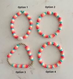 Bracket Color Combos Clay Beads, Flatbead Bracelet Ideas, Hieshi Clay Bracelets, Polymer Clay Beads Diy, Handmade Jewelry Business, Beaded Braclets, Homemade Bracelets