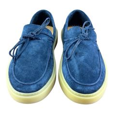 Elevate your style with these Bata moccasins for men. Crafted with genuine leather, these slipper shoes feature a solid blue color and a suede lining. The shoes come in size 42, which is equivalent to US size 8.5-9 and UK size 8. These moccasins are perfect for casual occasions, and the camoscio model adds a touch of sophistication to your outfit. The shoes are made in Italy, ensuring high-quality materials and attention to detail.The outsole and upper material are both made of suede, while the Moccasins For Men, Boat Sneakers, Moccasins Style, Moccasins Mens, Loafer Slippers, Loafer Sneakers, Sneaker Men, Genuine Leather Shoes, Slipper Shoes