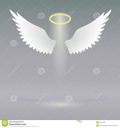 an angel with white wings and halo on a gray background stock photo - image 3497