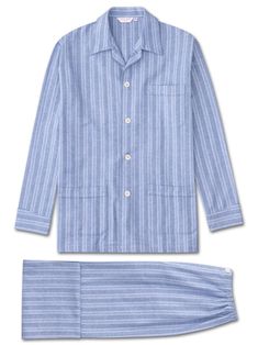 Derek Rose Men's Brushed Cotton Herringbone Stripe PajamasOur classic flannel cotton men's pajama is styled for comfort and relaxation. This stripe design has been a staple part of our collection since day one and is enjoyed the world over.We recommend the Arran pyjama for the cooler time of year, as its supremely soft and comfortable brushed cotton fabric will keep you warm amidst winter chills. The pajamas feature a three pocket jacket, classic collar and adjustable,two button finish,waistband Luxury Pajamas, Derek Rose, Cashmere Pants, Mens Pajamas Set, Flannel Pajama Sets, Mens Sleepwear, Striped Pyjamas, Stylish Pants, Cotton Pajama Sets