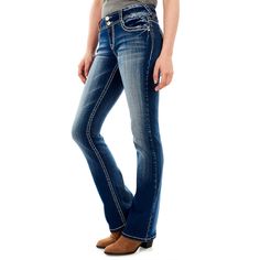 Stylish essential. These juniors' WallFlower bootcut jeans are great for weekend wear.Click on this WOMEN'S GUIDE to find the perfect fit and more!PRODUCT FEATURESFading & whiskeringEmbroidered back pocketsContrast stitching5 pockets FIT & SIZINGShort: 30-in. inseamRegular: 32-in. inseamLong: 34-in. inseam Midrise sits above hip Bootcut flares slightly from knee to hem 2-button & zipper fly FABRIC & CAREJenna: cotton, polyester, spandexChrystie: cotton, polyester, rayonBetsy: cotton, rayon, poly Wallflower Jeans, Curve Jeans, Slim Denim, Juniors Jeans, Jeans Bootcut, Perfect Jeans, Weekend Wear, Mua Sắm, Denim Trousers