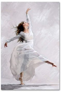 a painting of a woman in white dancing