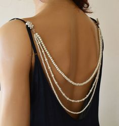 Pearl Back Jewellery Wedding Back Drape Necklace Bridal back - Etsy Украина Elegant Backless Bridesmaid Dress, Elegant Backless Backdrop Necklace For Wedding, Elegant Pearl Embellished Wedding Dress For Party, Elegant Beaded Wedding Backdrop Necklace, Elegant Pearl Backdrop Necklace For Wedding, Accessories Design Sketch, Ballroom Jewelry, Pearl Bridal Headpiece, Wedding Dress Backs