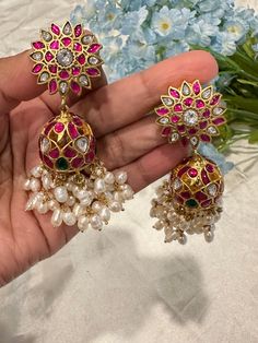 Jadau kundan * For any Questions/Queries Plz WhatsApp 224-542-0960 * All Items Ships From Dublin California Round Kundan Danglers With Meenakari, Kundan Meenakari Jhumkas For Diwali, Festive Kundan Meenakari Jhumkas, Kundan Meenakari Jhumkas Temple Jewelry Style, Kundan Jhumkas With Meenakari In Temple Jewelry Style, Temple Jewelry Style Kundan Meenakari Jhumkas, Round Festive Danglers With Gota Work, Festive Round Danglers With Gota Work, Round Kundan Jhumkas With Cutdana