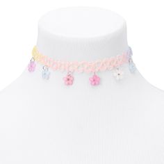 Pink Choker Jewelry For Spring, Multicolor Spring Choker Jewelry, Multicolor Choker Jewelry For Spring, Spring Multicolor Choker Jewelry, Multicolor Choker For Spring, Spring Flower Choker Necklace, Adjustable Multicolor Choker For Spring, Multicolor Choker Necklaces For Spring, Multicolor Choker Necklace For Spring