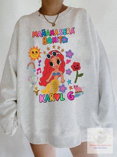 Karol G Maana Sera Bonito Shirt, Karol G Vintage Shirt Manana Sera Bonito, Shop Small Business, Great Birthday Gifts, Birthday Gifts For Girls, Shoe Charms, Vintage Shirt, Vintage Sweatshirt, Vintage Shirts, Gifts For Girls