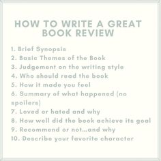 the book review for how to write a great book