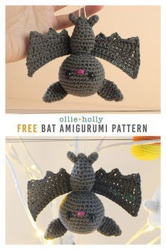 crocheted bat amigurmi pattern with instructions