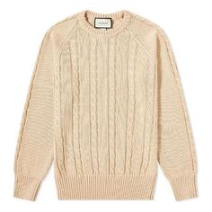 GUCCI Retro Ribbed Knitted Sweater For Men Beige 614727-XKBA3-9166 (Men's/Solid Color) Beige Knitted Sweater, Knit Sweater Men, Buy My Clothes, Gucci Sweater, Pullover Sweater Men, White Knit Sweater, Fisherman Sweater, Amazon Essentials, Sweater Men