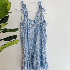 Size Small Nwt Eesome Dress With Tie Straps. Flowy On And Originally $42 Has Pockets On The Sides Blue Sundress With Tie Straps For The Beach, Blue Summer Midi Dress With Tie Straps, Blue Summer Dresses With Tie Straps, Blue Dress With Tie Straps For Vacation, Blue Dresses With Tie Straps For Vacation, Blue Sundress With Tie Straps For Daywear, Blue Sundress With Tie Straps For Brunch, Blue Summer Sundress With Tie Straps, Blue Summer Dress With Tie Straps