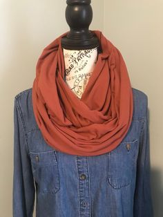 burnt orange/rust infinity scarf Casual Orange Scarves For Fall, Casual Orange Scarf For Fall, Orange Fall Scarves, Casual Infinity Scarf, Casual One Size Loop Infinity Scarf, Knit Infinity Scarf For Fall, High Point Nc, Orange Scarf, High Point