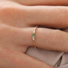 14k Baguette Emerald with Diamond Ring – FERKOS FJ Timeless Rings, Emerald Rings, Ring Emerald, Luxury Rings, Zircon Ring, Dainty Ring, Blue Rings, 925 Silver Rings, 925 Sterling Silver Ring