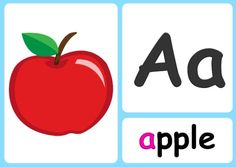 an apple with the letter a in it's uppercase and lowercase letters