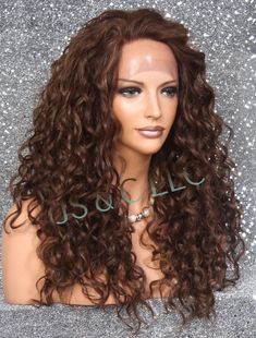 Human Hair Blend Full Lace Front Wig Auburn Brown Mix Hand - Etsy Full Lace Front Wigs, Auburn Brown, Spiral Curls, Katy Tx, Side Bangs, Lace Front Wig, Auburn, Lace Wigs, Lace Front Wigs