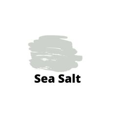 the words sea salt written in black on a white background