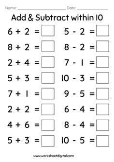 the addition worksheet for adding and subtracting numbers to one digit number