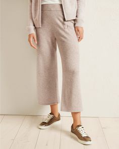 Minimal detailing, maximum versatility. These cropped wide-leg pull-on pants are a luxurious everyday staple, crafted in our machine-washable jersey-knit cashmere for fuss-free pampering.  Exclusive. Elastic waist. Clean-finish waistband. Relaxed Fit Cashmere Pants For Loungewear, Linen Cropped Leg Loungewear Pants, Casual Wide-leg Cashmere Pants, Pull-on Tapered Leg Loungewear Pants, Comfort Stretch Cropped Leg Pull-on Pants, Shop Pants, Cashmere Wrap, Everyday Luxury, Garnet Hill