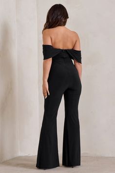 Jumpsuits & Playsuits Bodycon & Occasion Jumpsuits – Club L London - UK Bardot Neckline, Black Dress Prom, Black Tie Gala, Drape Sleeves, Party Dress Long Sleeve, Christmas Party Dress, Bridesmaid Outfit, Black Jersey, Black Sequin Dress