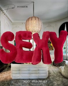 Home decor super soft stylish fashion red velvet throw pillows SEXY letters trendy interior Word Pillow, Letter Pillows, Office Inspo, Throw Pillows Living Room, Velvet Throw, Dorm Room Decor, Room Inspo, Halloween Decorations, Interior Decorating