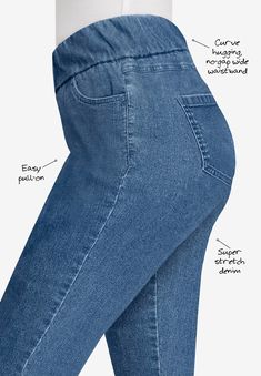 <div>Comfy and classic jeans in a smooth, flattering fit, featuring goldtone button details at the ankle. These easy-pull-on stretch jeans pair perfectly with</div> Ladies Pants, Linen Gauze, Jumpsuit Jacket, Classic Jeans, Swimsuits For All, Stretch Pants, Dress Sandals, Casual Sandals, Ankle Jeans