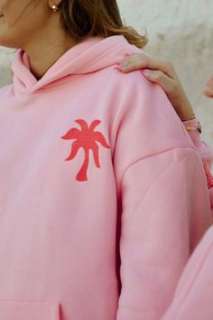 "Everything Comes in Waves" Hoodie in Pink – Pink Palm Puff Everything Comes In Waves, Puff Hoodie, Summer Hoodie, Casual Preppy Outfits, Crop Top Dress, Cute Preppy Outfits, Brand Experience, Oversized Hoodie, Preppy Outfits