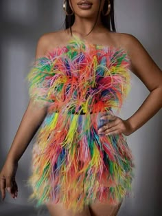 Multi Colors Ostrich Feather Strapless Dress Tube Tank - Etsy Summer Sleeveless Dress With Ostrich Feathers, Summer Strapless Dress With Feather Trim, Strapless Summer Dress With Feather Trim, Sleeveless Party Dress With Ostrich Feathers, Strapless Feather Dress For Party, Strapless Feather Dresses For Parties, Cocktail Strapless Dress With Feather Trim, Cocktail Strapless Sleeveless Dress With Feather Trim, Strapless Feather Party Dresses