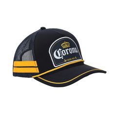 Make any day feel like a day at the beach with this officially licensed Corona baseball cap featuring the popular brand’s iconic logo. Designed to fit most adult heads comfortably, this trucker-style cap comes with an adjustable snapback for the perfect fit every time. As an officially licensed Corona product, this hat promises authenticity and quality. For easy maintenance, simply hand wash in cold water and lay flat to dry. Crafted from sturdy, high-quality polyester and featuring mesh, rope, Popular Beers, Beer Brands, Iconic Logo, Day At The Beach, Trucker Cap, Beach Day, Hat Fashion, At The Beach, Lay Flat