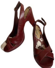 Red Sandals With Deep Heel Cup For Spring, Burgundy Round Toe Heels For Spring, Burgundy Leather Heels For Spring, Burgundy Closed Toe Heels For Spring, Burgundy High Heel Spring Heels, Spring Burgundy Heels Of Medium Width, Burgundy Block Heels For Spring, Burgundy Block Heel Heels For Spring, Spring Burgundy Block Heel Heels