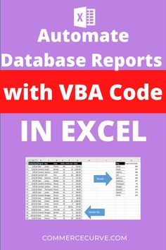 an excel spreadsheet with the text automatee database reports with vba code in excel