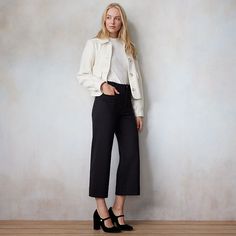 Women's LC Lauren Conrad Super High Rise Wide Leg Crop Pants Lauren Conrad Collection, Wide Leg Crop Pants, Petite Size Chart, Cropped Wide Leg Pants, Ageless Style, Petite Shorts, Crop Pants, Womens Size Chart, Lc Lauren Conrad