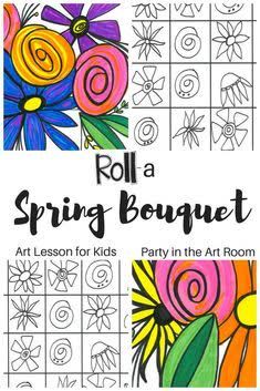 an art lesson for kids to learn how to draw and paint flowers with the words roll a