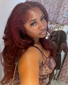 Dark Ginger Hair Black Women, Dyed Hair Inspiration, Pretty Hair Color, Have Inspiration, Black Femininity, Burgundy Hair, Face Card, Black Hairstyles