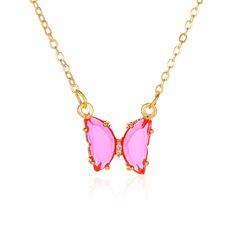 Material: Alloy Fashion Element: Butterfly Style: Simple Trendy Butterfly Necklaces For Party, Trendy Butterfly-shaped Party Jewelry, Trendy Butterfly Jewelry For Parties, Trendy Round Pink Necklaces, Trendy Pink Round Necklaces, Trendy Pink Round Necklace, Trendy Pink Butterfly Jewelry, Trendy Butterfly Pendant Necklace, Pink Butterfly Necklace For Party