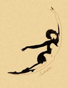 a drawing of a woman flying through the air