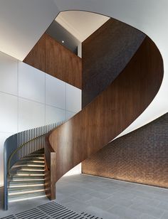 a spiral staircase in the middle of a building