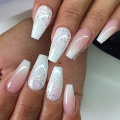 50 Best Ombre Nail Designs for 2018 - Ombre Nail Art Ideas Elegant Bridal Nails, Ombre Nail Design, Faded Nails, Nail Art Ombre, Nails Glitter, Pink Nail Designs, White Nail, Pink Nail