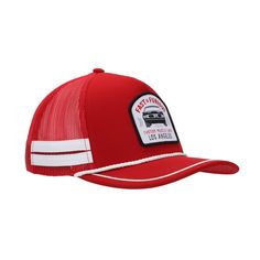 Ignite your style with this men’s red Fast & Furious trucker hat, featuring dynamic red mesh on the sides and back. The iconic patch showcases a black race car beneath red letters, bringing high-octane vibes to your look. This officially licensed cap is a fusion of street-ready design and comfort, offering an adjustable strap for a personalized fit. Crafted from durable polyester, it's a must-have for movie enthusiasts. Keep it fresh by hand washing in cold water and laying flat to dry, ensuring Red Sporty Trucker Hat With Curved Bill, Sporty Red Trucker Hat With Curved Bill, Red Sporty Trucker Hat With Curved Brim, Sporty Red Trucker Hat With Curved Brim, Red Sporty Trucker Hat With Visor, Red Sporty Visor Trucker Hat, Red 5-panel Trucker Hat For Sports, Red Trucker Baseball Cap For Sports Events, Red Trucker 5-panel Baseball Cap