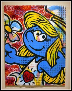 an image of a cartoon character painted on canvas