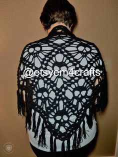 Whether you just love Halloween or you plan to wear it on a daily basis, this shawl makes a statement! Due to the delicacy of the pattern, it may take 2-3 weeks for the item to be completed. I use Loops and Threads Woolike Yarn, which is incredibly soft to the touch. Crochet Skull Shawl, Skull Shawl, Crochet Skull, Spooky Gifts, Love Halloween, Shawls And Wraps, Handmade Crochet, Scarf Wrap, Scarf Accessory