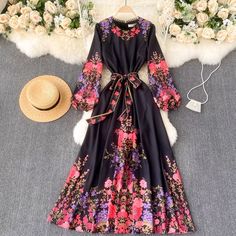 Vintage printed bubble sleeves slim long dress ,long sleeve elegant dressMaterial:blendedStyle:vintageFeatures:elegant,slimColor:as pictureSize(cm):M,L,XL 1inch=2.54cmM length 128 Sleeve 59 Bust 96 Waist 74&ltp&gtL length 129 Sleeve 60 Bust 100 Waist 78</p>&ltbr/>&ltp&gtXL length 130 Sleeve 61 Bust 104 Waist 82</p>&ltbr/>&ltp&gtNote:Due to different measurement methods,there will be 1-3 error(unite:cm), please understand.</p>&ltbr/> Chic Floral Print Dress With Bishop Sleeves, Chic Floral Print Midi Dress With Lantern Sleeves, Modest Long Sleeve Floral Print Maxi Dress, Chic Midi Dress With Floral Print And Lantern Sleeves, Modest Long Sleeve Floral Maxi Dress, Black Long Sleeve Dress With Floral Print, Chic Floral Print Long Sleeve Maxi Dress, Chic Long Sleeve Floral Maxi Dress, Fitted Long Sleeve Floral Maxi Dress