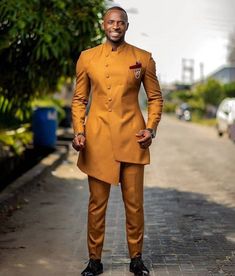 Single Breasted Long Sleeve Sets For Groom, Three-piece Suit With Long Sleeves For Grooms, African Male Suits, Men Suits Wedding, Safari Wedding, Suit Styles, Prom Costume, Costume Africain, African Suit