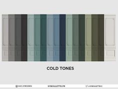 the color scheme for cold tones is shown in shades of blue, green and grey