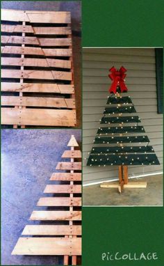 a christmas tree made out of wooden pallets